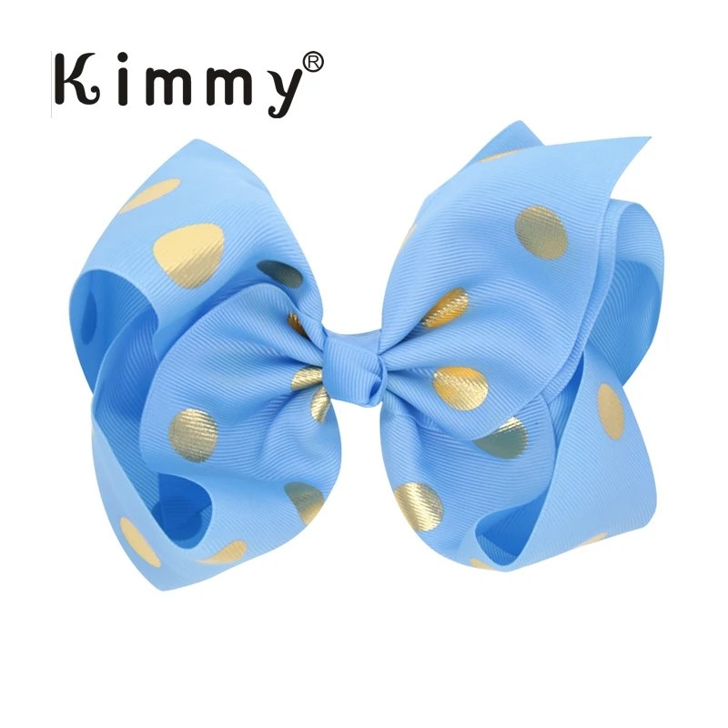 Extra large 6 inch Gold Foil Polka Dot red bow hair