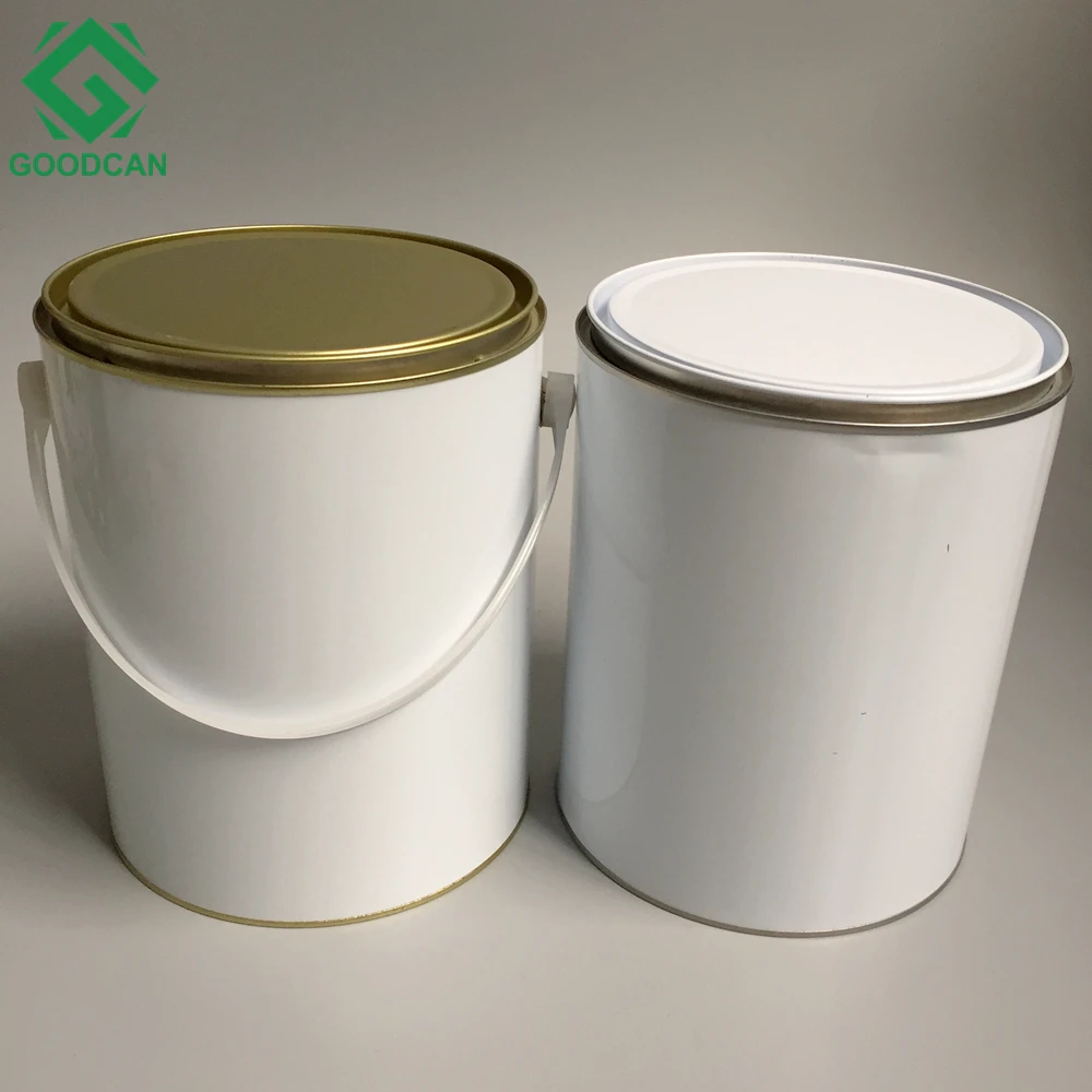 
5 liter white empty paint metal tin cans with cover lid 