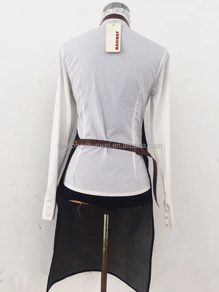 custom denim barber apron with leather pocket