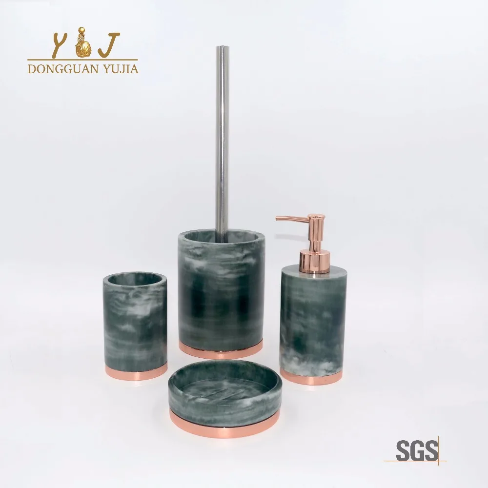 
White Cylindrical Marble Resin Accessories Bathroom Set Home Accessories 