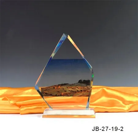 Blank Beveled Shield Crystal Plaque with Base;Beveling K9 Crystal Glass Block for Trophy Making;Clear Crystal Blank Award