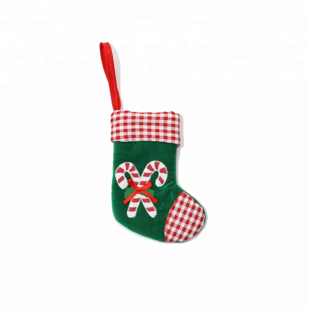 Applique Crutch Stocking Socks Imported Christmas Ornaments