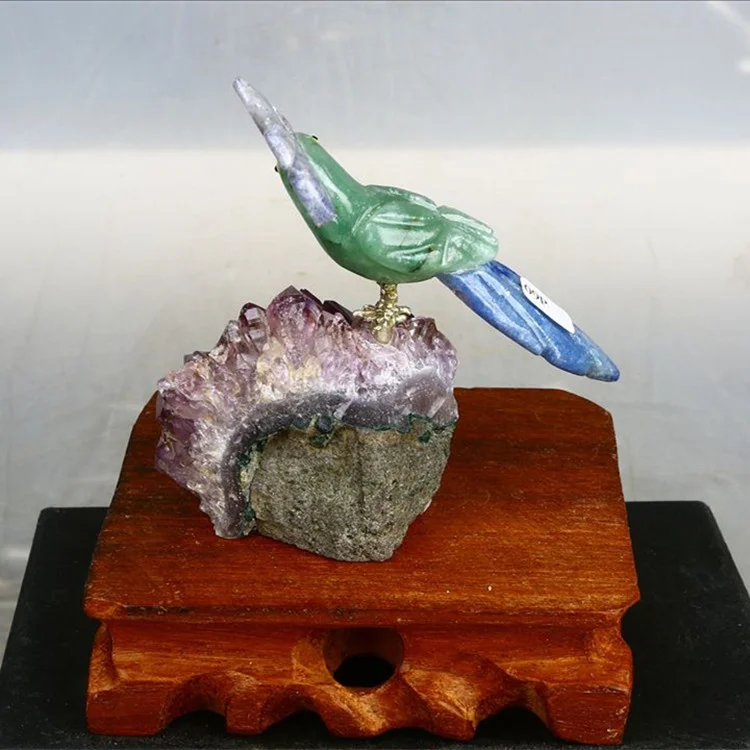 Wholesale Natural Quartz Carved 4 Inches Crystal Parrot Statue