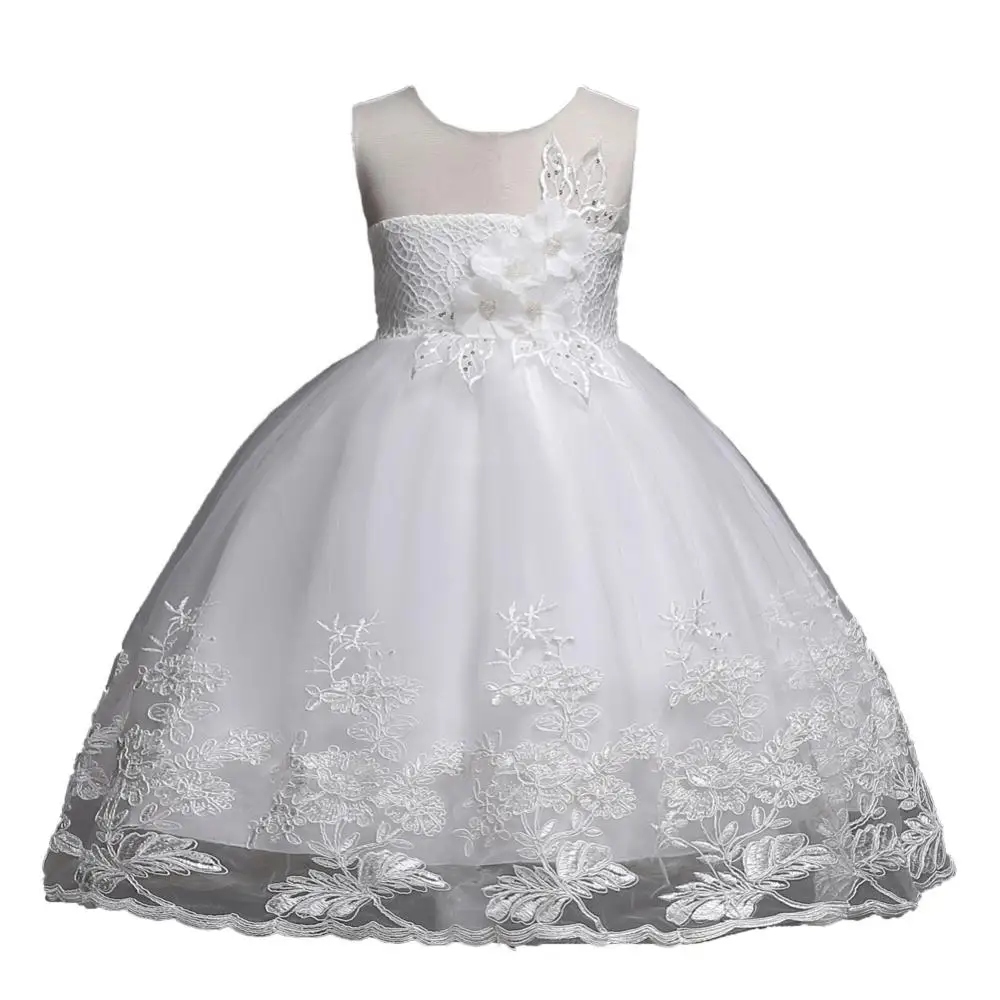 2019 latest design 3-8 years old kids white princess girls party wedding dress 318488