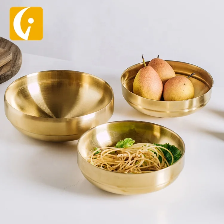 korean stainless steel golden mixing bowl  for rice or noodle and soup bowl