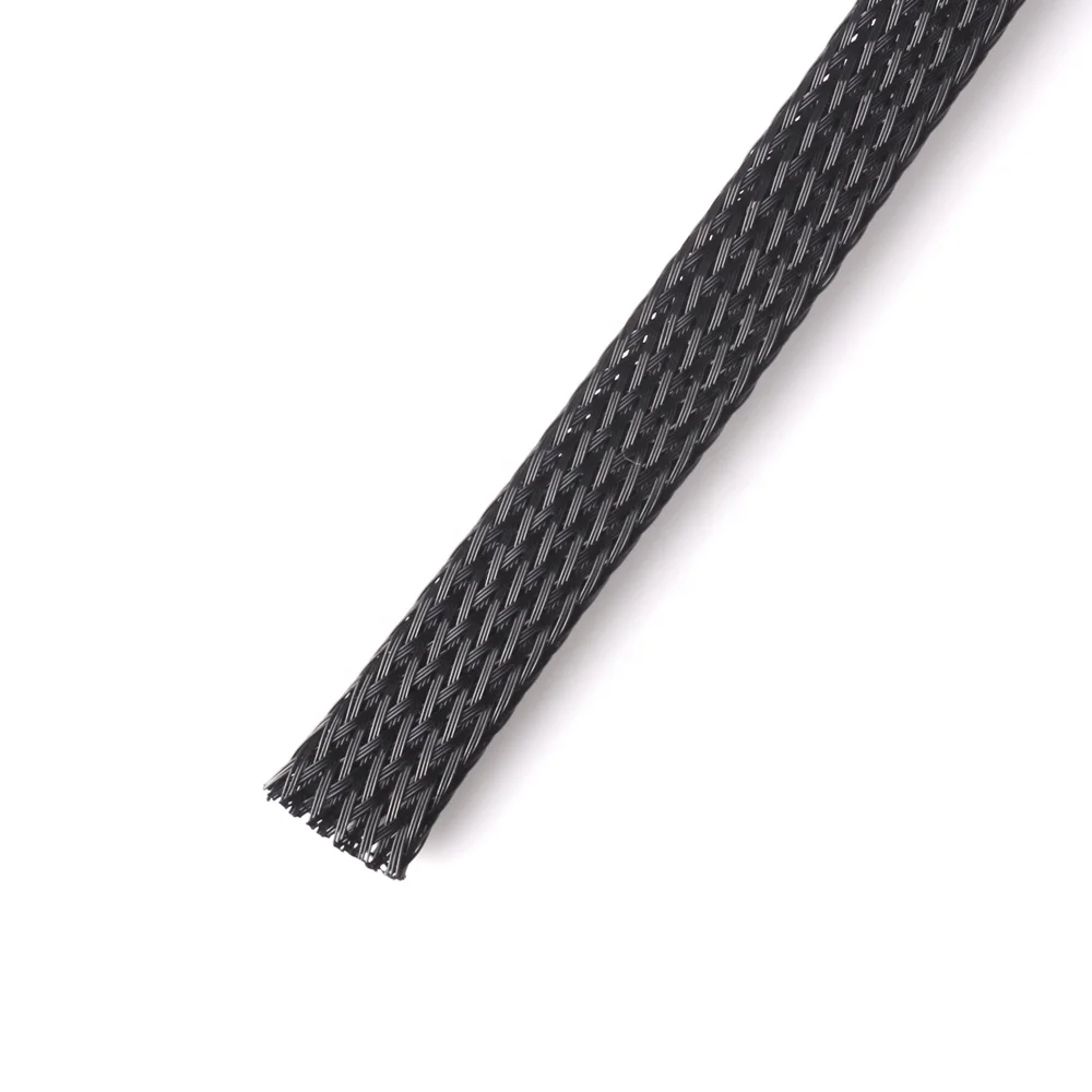 8MM PET Black Electric Braided Sleeves fabric cable sleeving