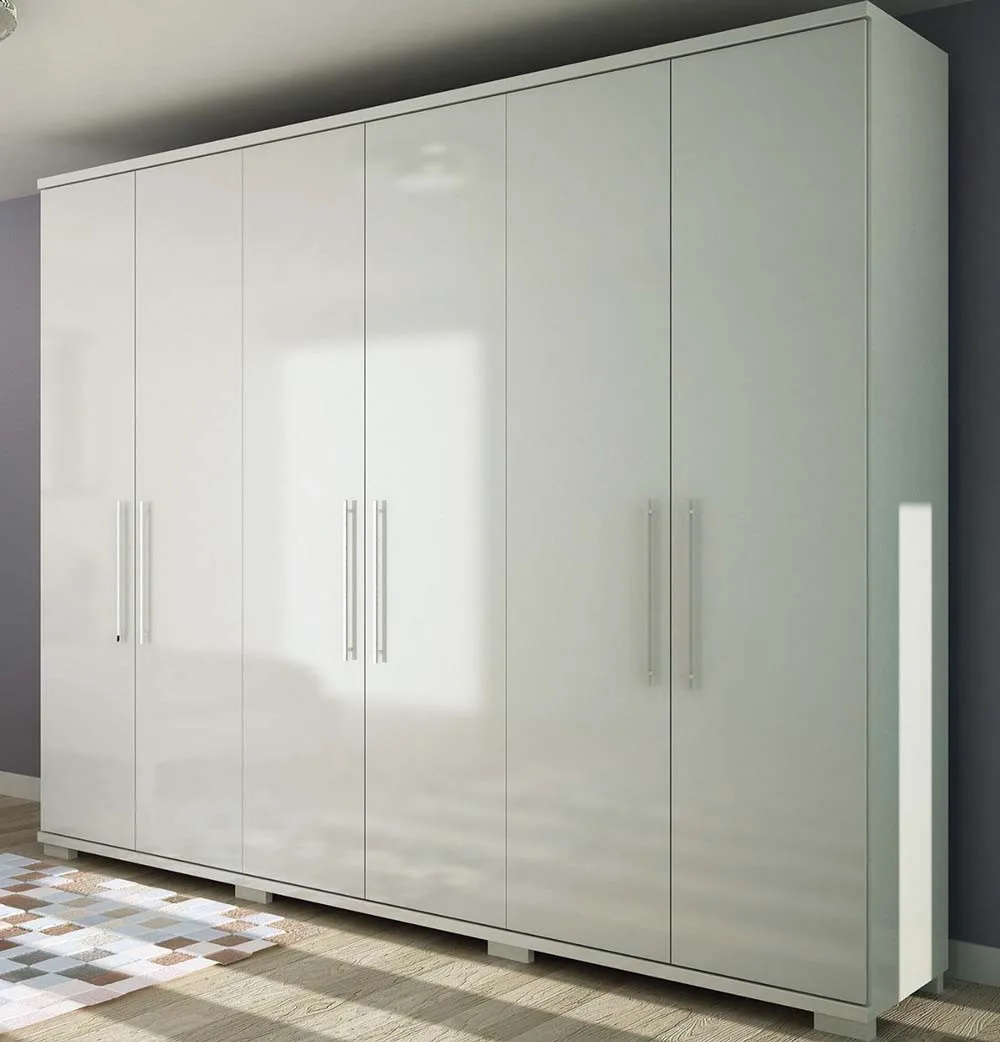 China custom high glossy white bedroom wardrobe in low price