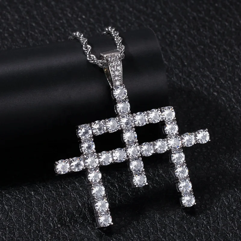 
Misterjewelry gold color inverted sterling silver rhinestone cross pendant 