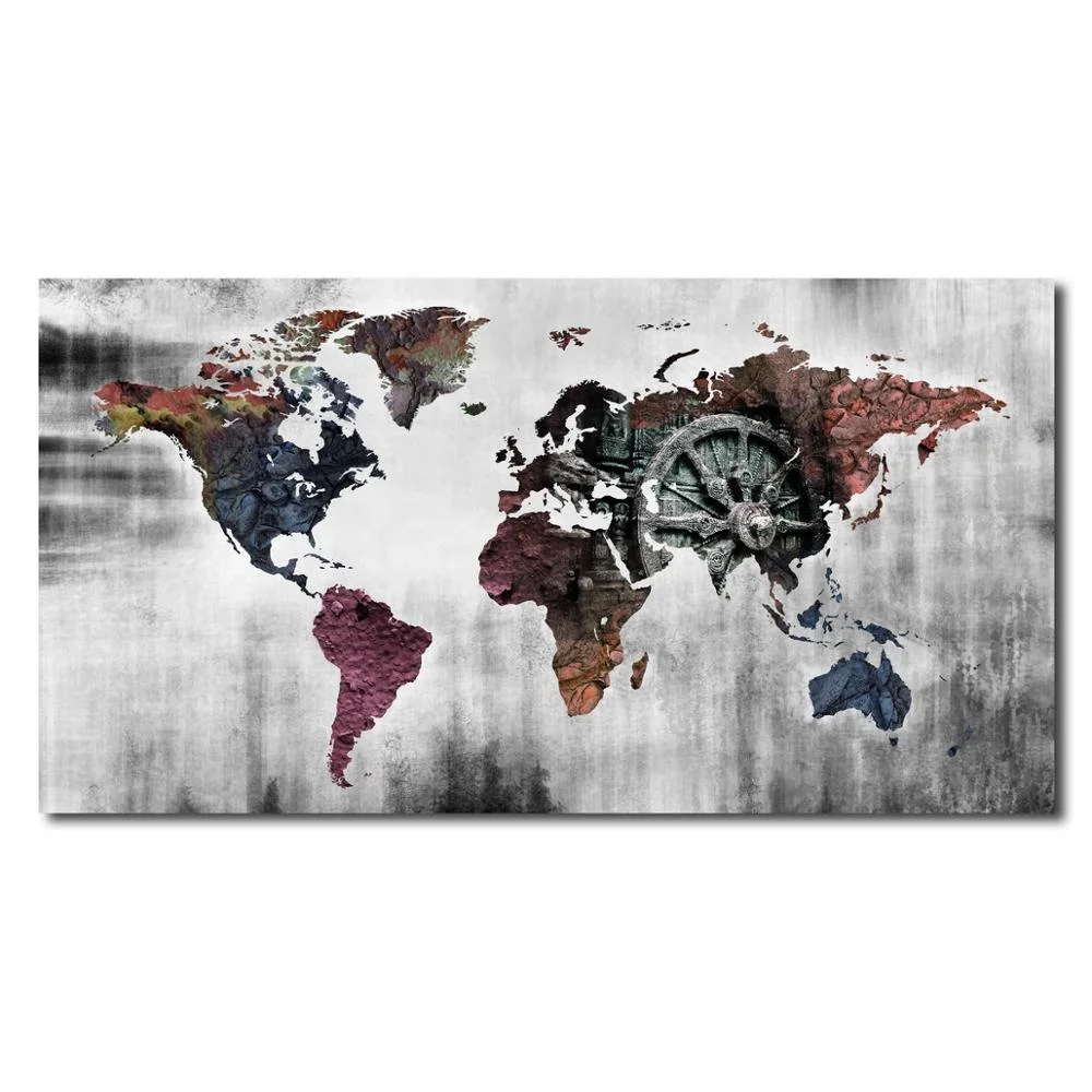 For sale new item map picture wall hanging oil canvas printing  print artwork for hotel decor