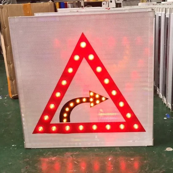 solar powered led flashing outdoor traffic road warning sign board