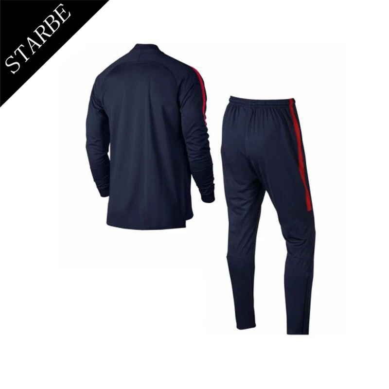 Men Running Zip TrackSuit Jogging Sport Navy Blue Blank Track Suit