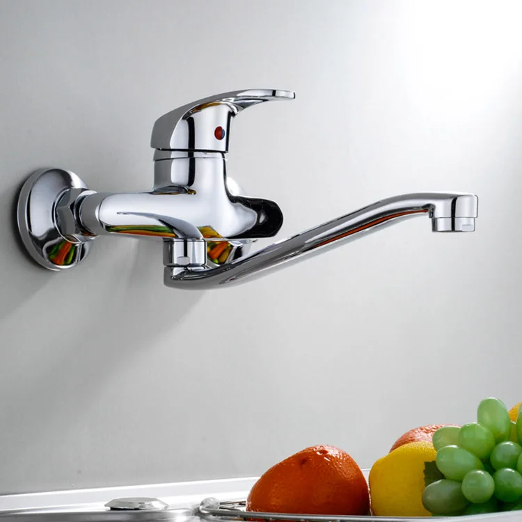 zinc body wall mounted kitchen faucet Stainless steel pipe rotate Water Outlet
