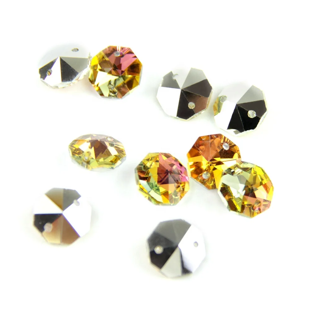 Honor of crystal 14mm 50pcs dark amethyst/red/blue/clear with back crystal glass beads 8-faceted for chandelier clothes jewelry decor