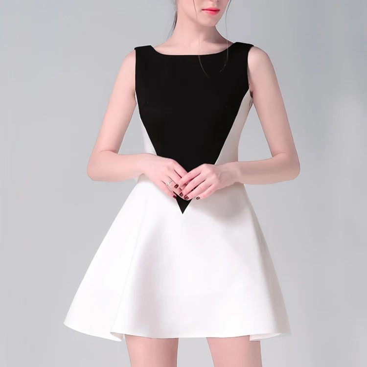 Style Clothes Women Black Sleeveless with Contrast Dress Europe Casual Dresses Plus Size LOOSE Polyester / Cotton Plain Dyed