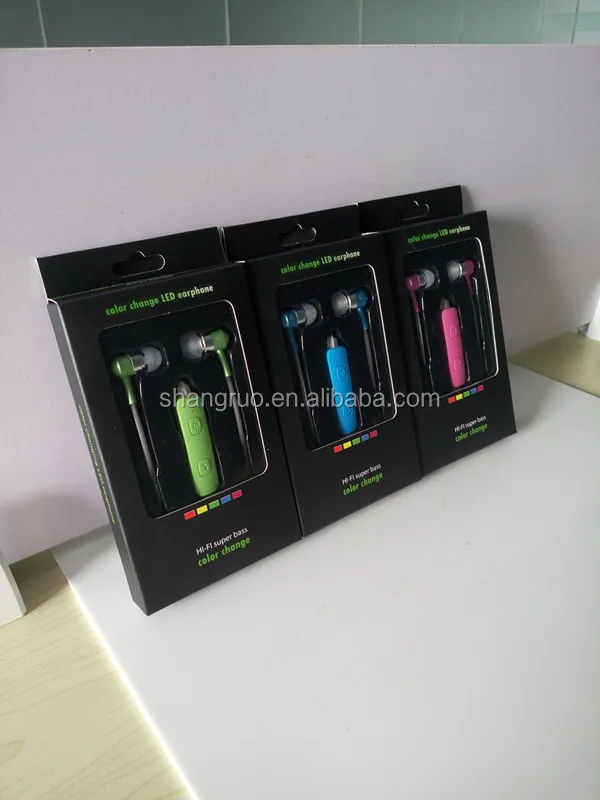 
Business gift Colorful luminous earphone Color changing LED Headphones headset with MIC 