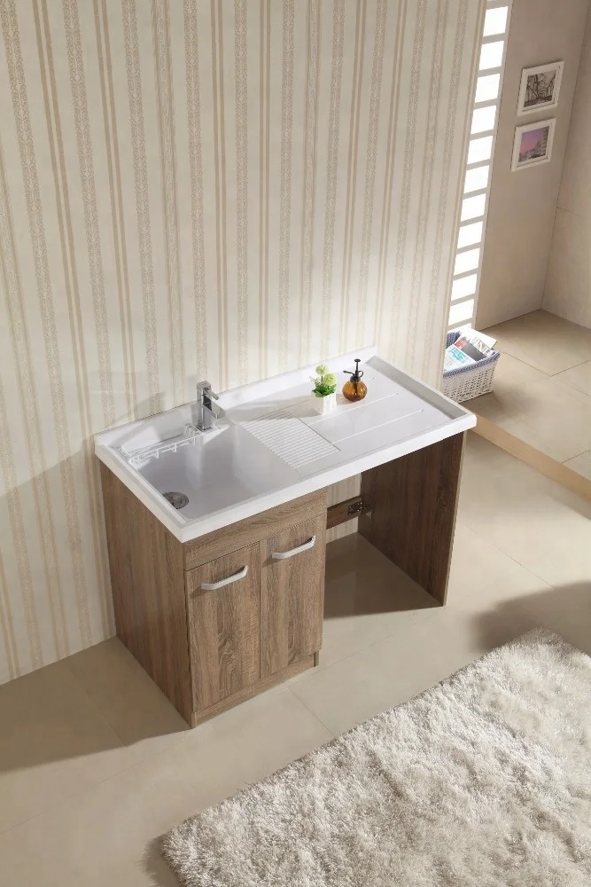 factory direct laundry vanity built-in washing machine cabinet with solid surface