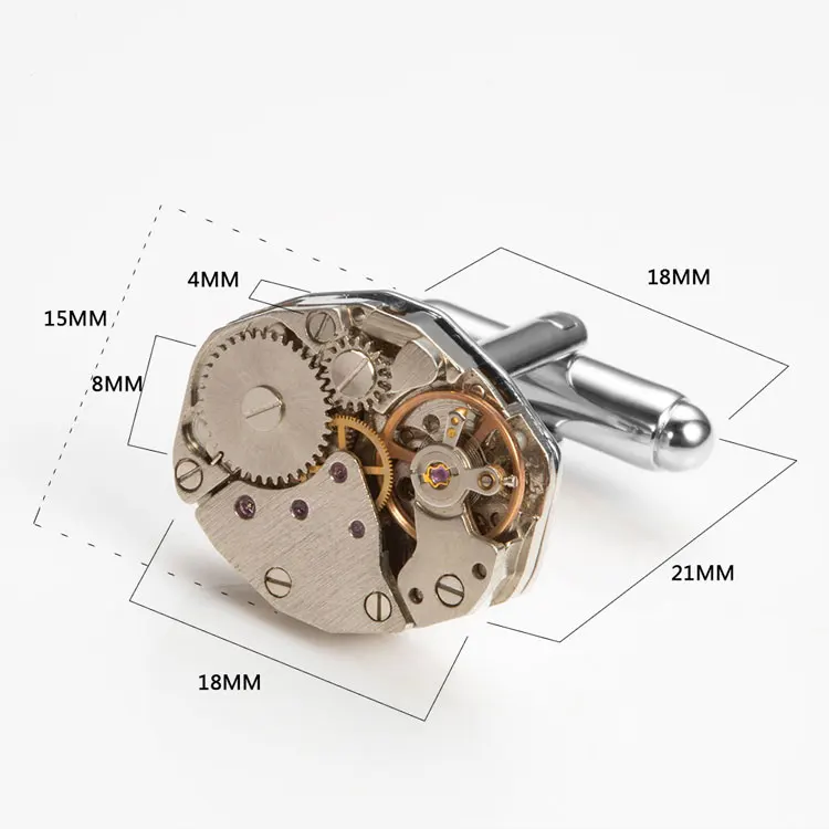 Wholesale Mechanic Cuff Link Marlary Stainless Steel Steampunk Gear Watch Movements Steampunk Cufflinks For Men
