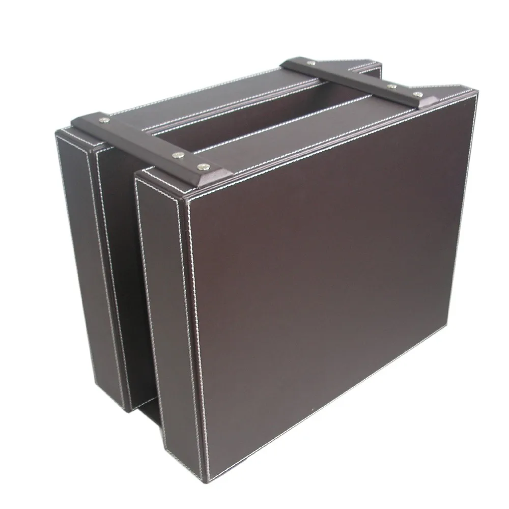 custom faux leather wooden document tray 2 tiered wood letter tray