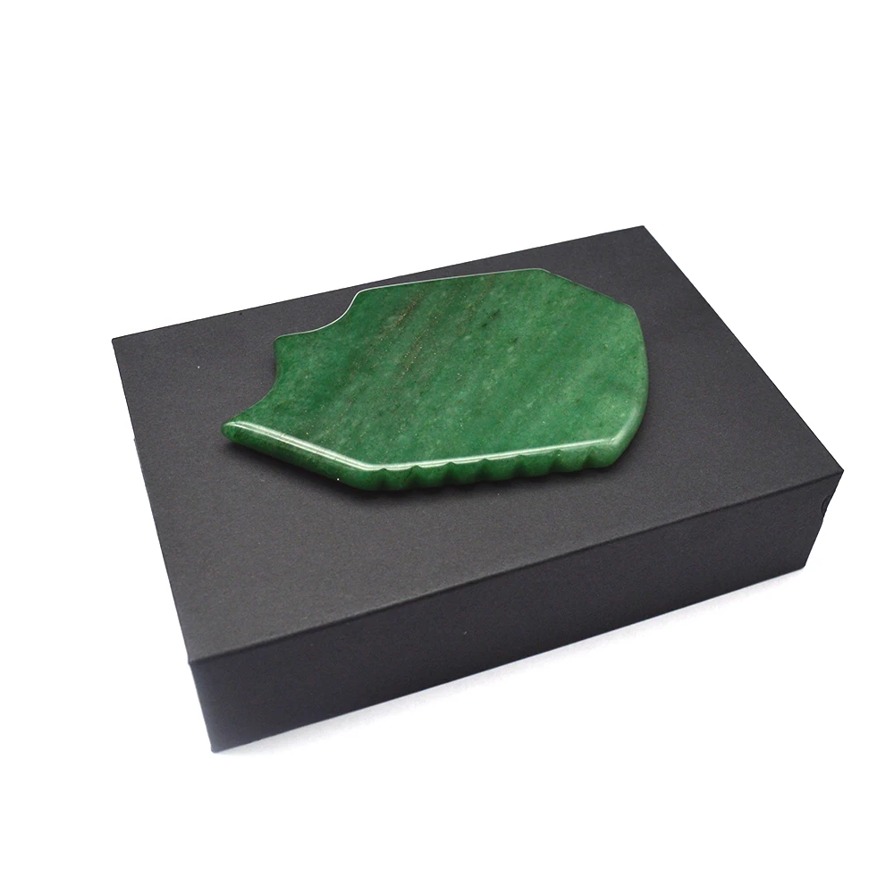 Jade Face Gua sha Green Aventurine Stone Facial Massage  Scraping  Guasha Board for Beauty