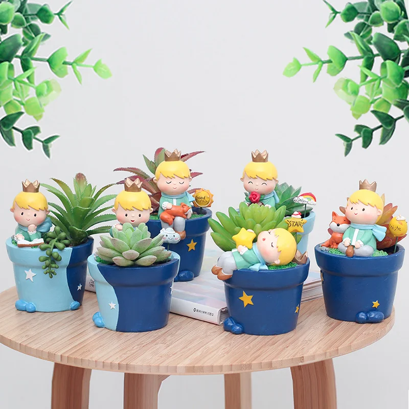 Roogo little prince stand garden resin flower pots