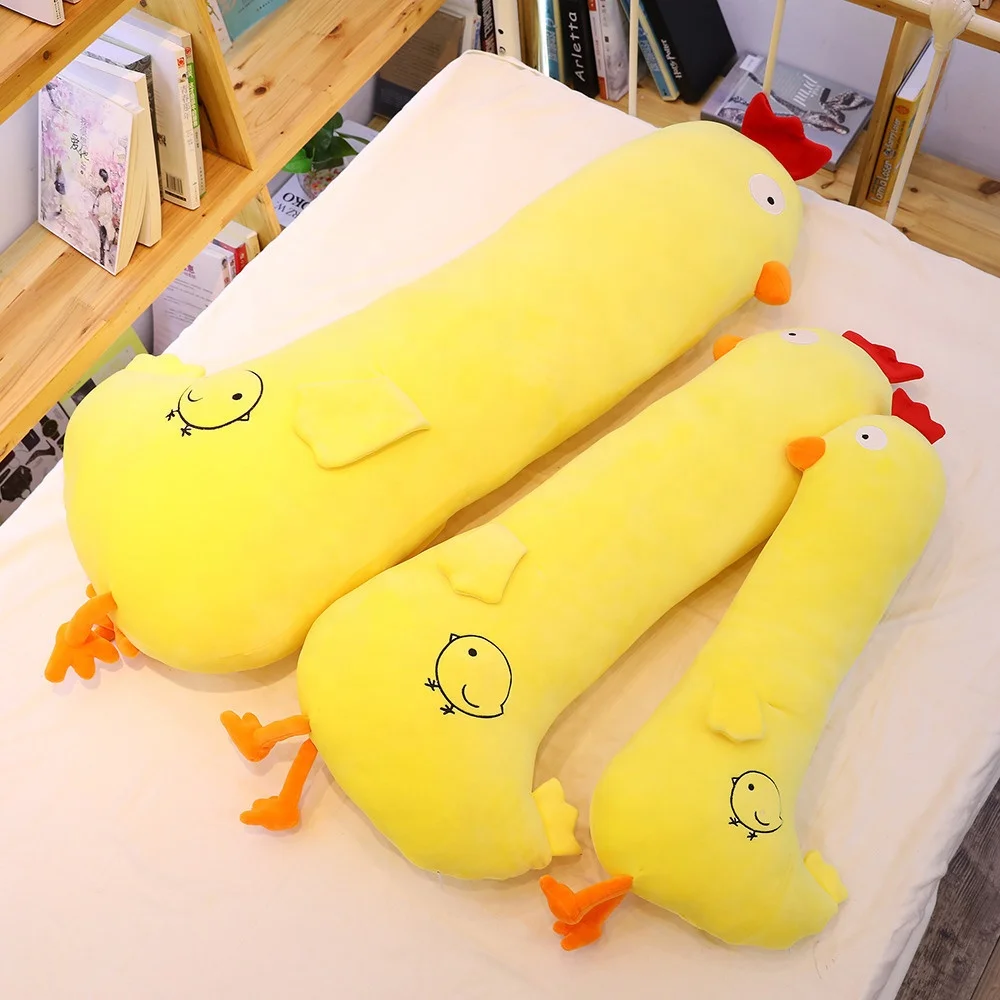 Girl sleeping long pillow birthday gift doll wholesale yellow chicken plush playing boyfriend pillow