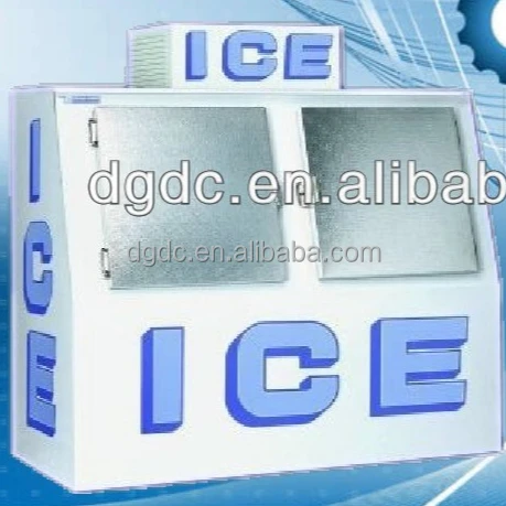 Double Slant Doors Top Compressor Ice Chiller Bin Commercial Outside Ice Merchandiser