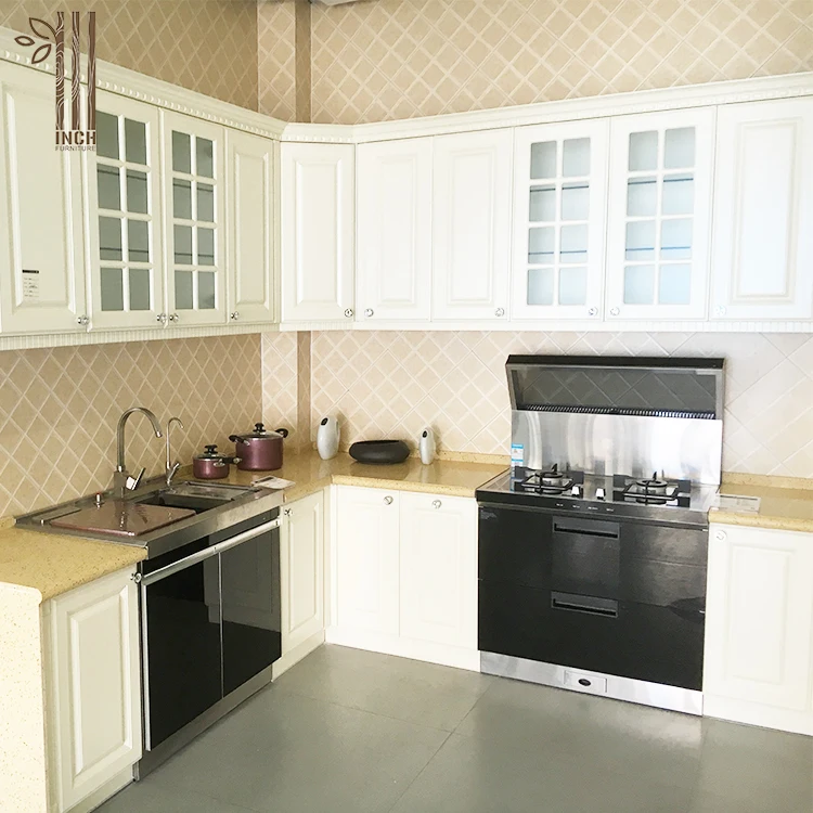 New model glass door wall cabinet used modern pvc film door kitchen cabinet for sale