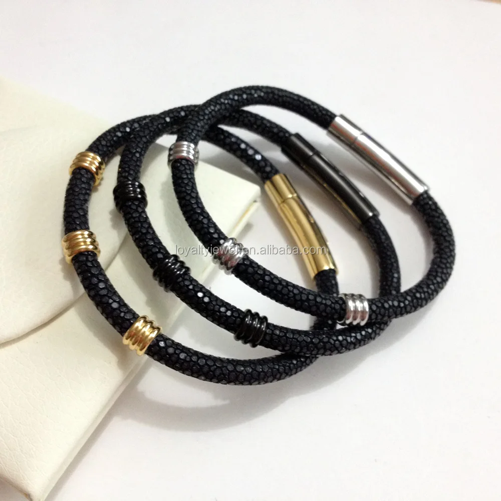 2017 New Genuine Stingray leather bracelet men 100% handmade leather bracelet