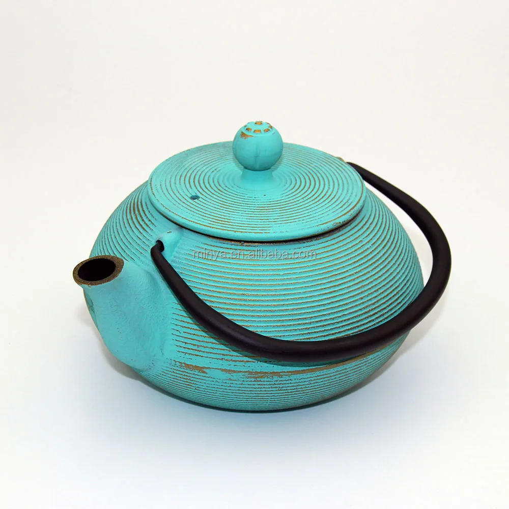 
colored enamel antique japanese cast iron teapot tea kettle 