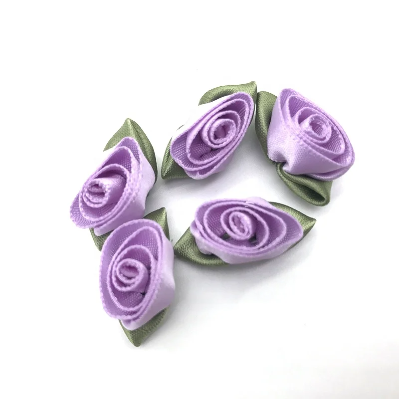 Wholesale artificial mini silk rosettes fabric flowershandmade satin ribbon roses DIY craft for wedding decoration