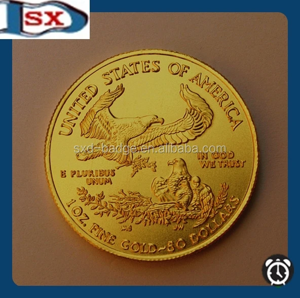 High quality replica American eagle tungsten gold Coin.999 100 mills fine gold clad bar made in China