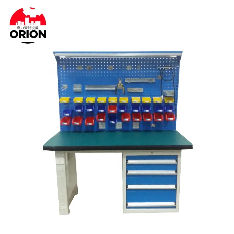 Metal frame garage drawer workbench workforce steel workbench with drawers and pegboard