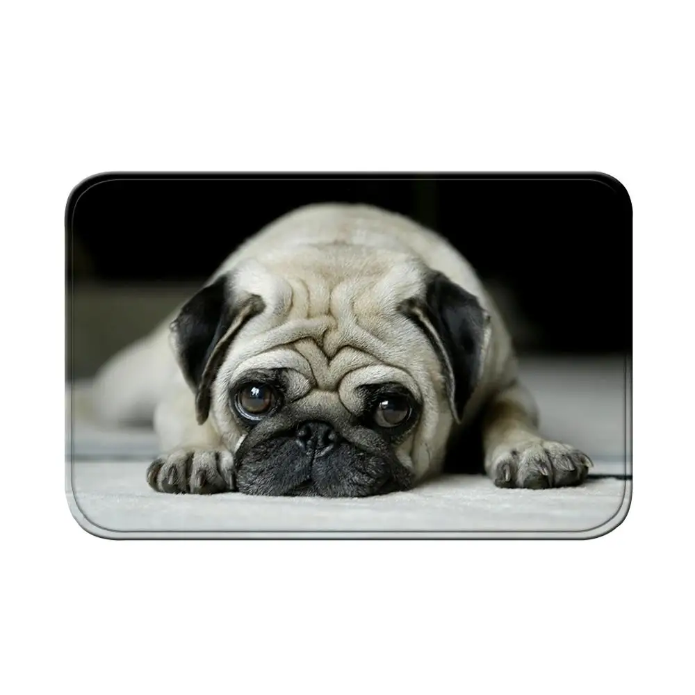 Pug Dog Front Rubber Door Mat Cute Animal Photo Floor Mats