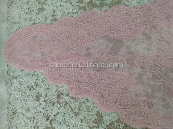 Розовая вышитая испанская кружевная католическая кружевная вуаль Mantilla