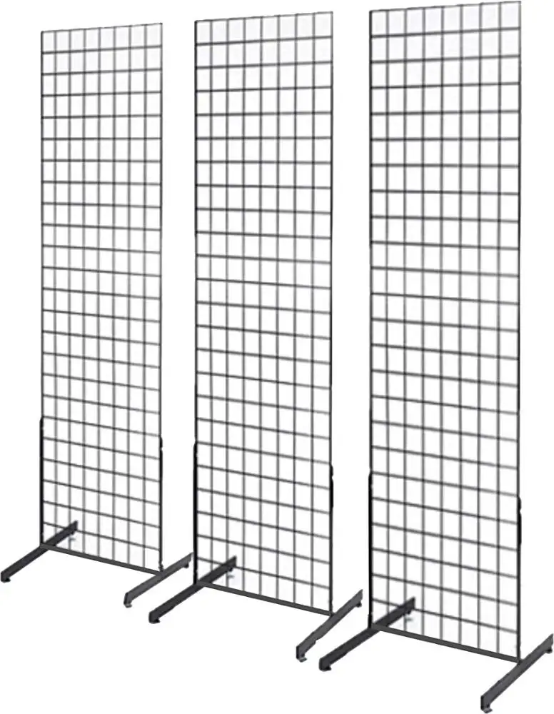 Customized bespoke Chrome L Shaped wire grid wall mesh panel display stand clothing shop fitting equipment