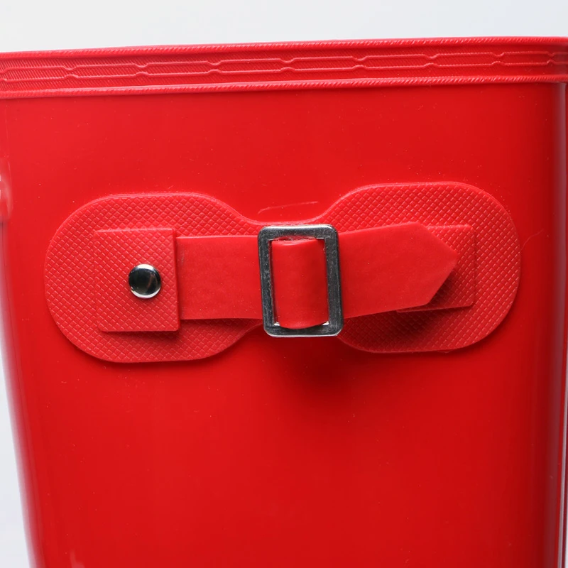 New Design Hot Selling Sex Red Fashionable Knee High Waterproof  Ecofriendly PVC Rain Boots Wellingtons Boots Women