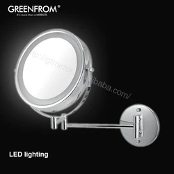 Hot Selling Classic Double Sides Magnifying Round Wall Cosmetic Shaving Mirror With Led Light For Hotel Bathroom