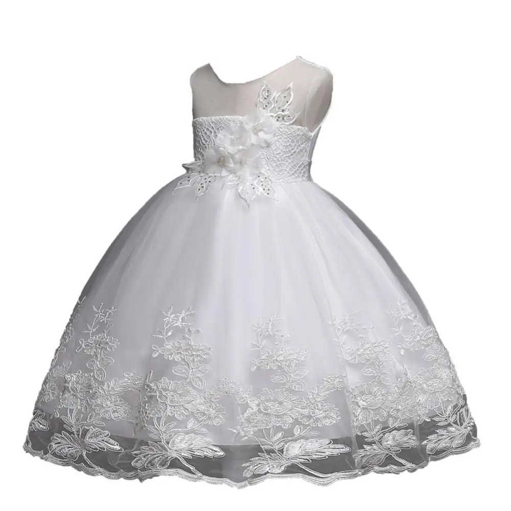 2019 latest design 3-8 years old kids white princess girls party wedding dress 318488
