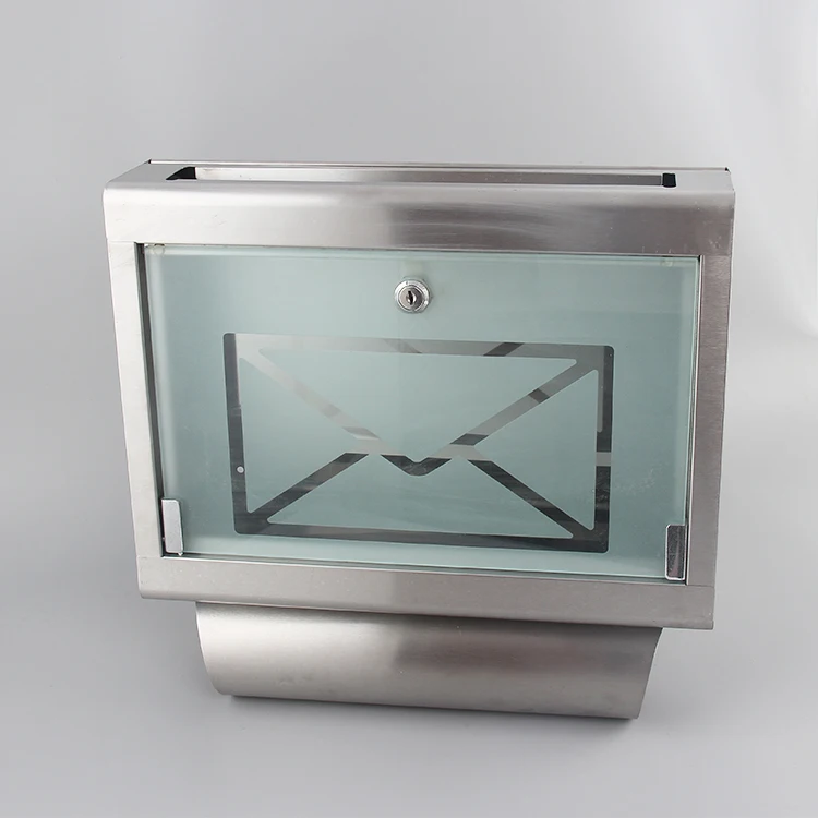 Stainless Steel and Glass Mailbox Wall Mounted Modern Mailbox