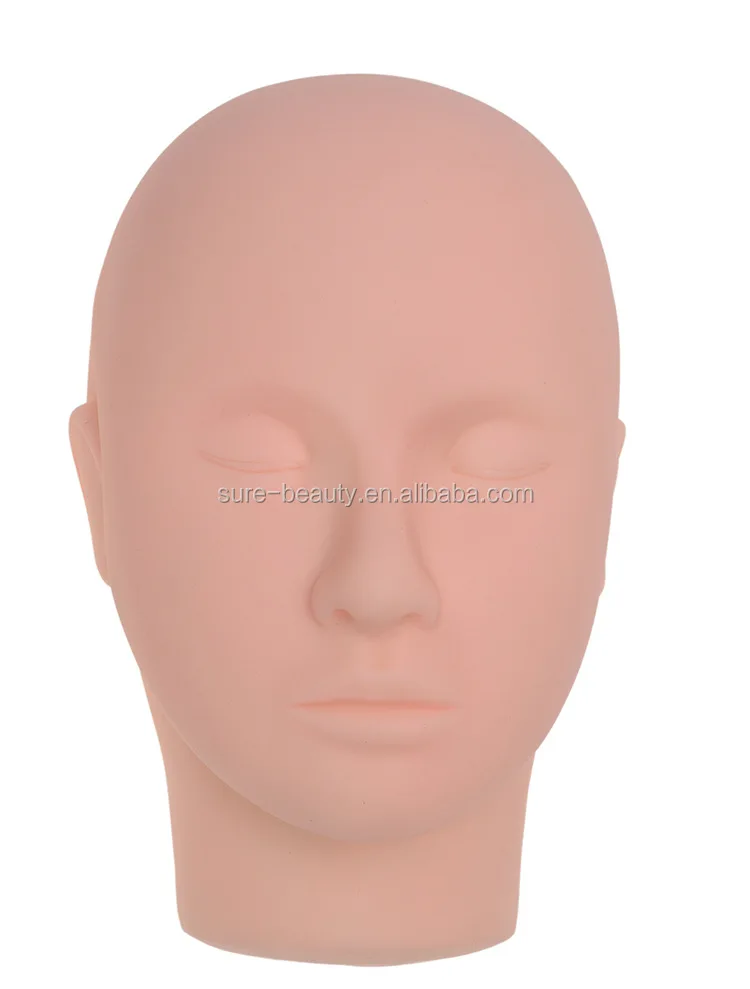 Soft Silicone Practice Head Training Mannequin Flat Head Practice Faux Eyelash Extensions Professional Make Up Tools