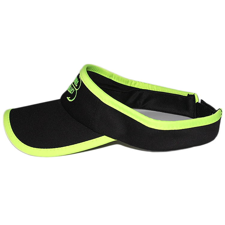 Custom embroidered sports plain black long bill large sun visor cap