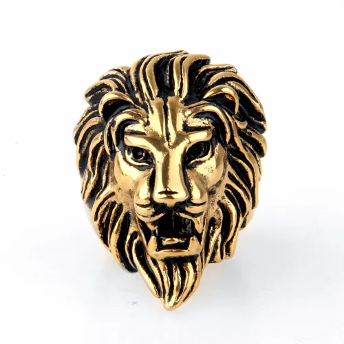 Hot Sell Classical Stainless Steel Men Ring Animal Head Lion Ring