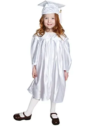 Manufacture wholesale graduation wear white graduation gown kindergarten graduation caps and gowns