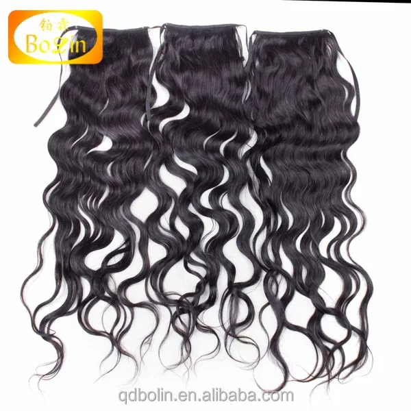 Wholesale cheap price Malaysian virgin remy human hair drawstring ponytail