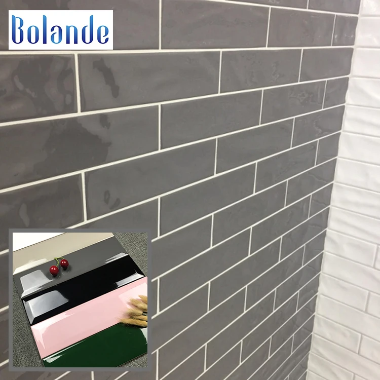 Wall White Kitchen Subway Beveled Ceramic Cheap Waterproof 75*300 Glossy Pink Porcelain Tiles