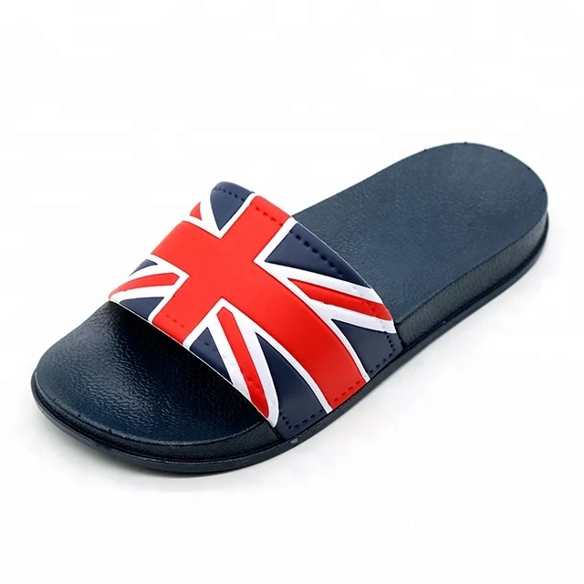 
Custom Logo Blue Flag Color PVC PCU Slide Sandals Slipper 