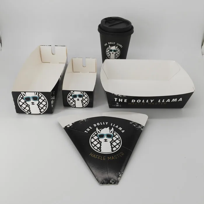 popular printing logo leakproof paper ice cream waffle cone holder bubble waffle cone holder