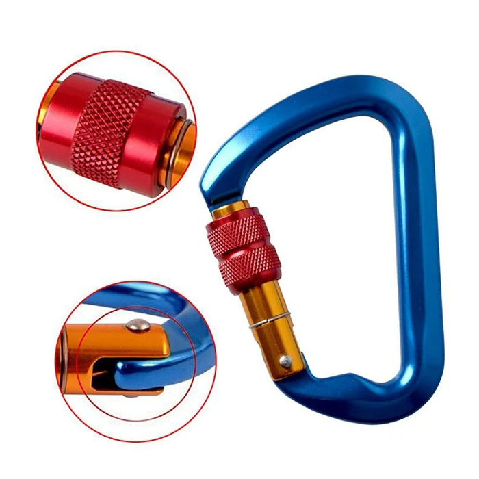 Auto-lock alloy carabiner 25KN D-shape climbing carabiner