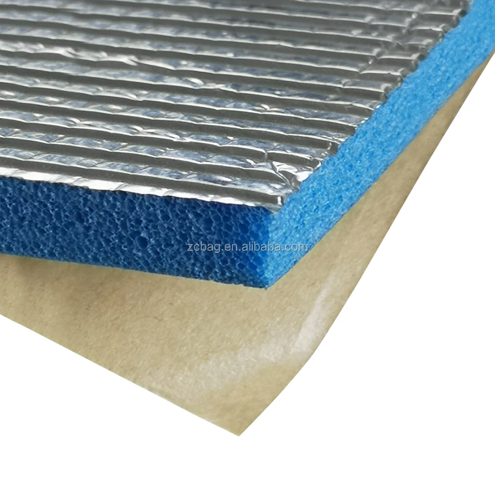 Backed Isolation Adhesive Self-Seal Aluminium Foil IXPE XPE 10mm Glue Foam Thermal Heat Insulation HVAC Duct Liner Material Roll