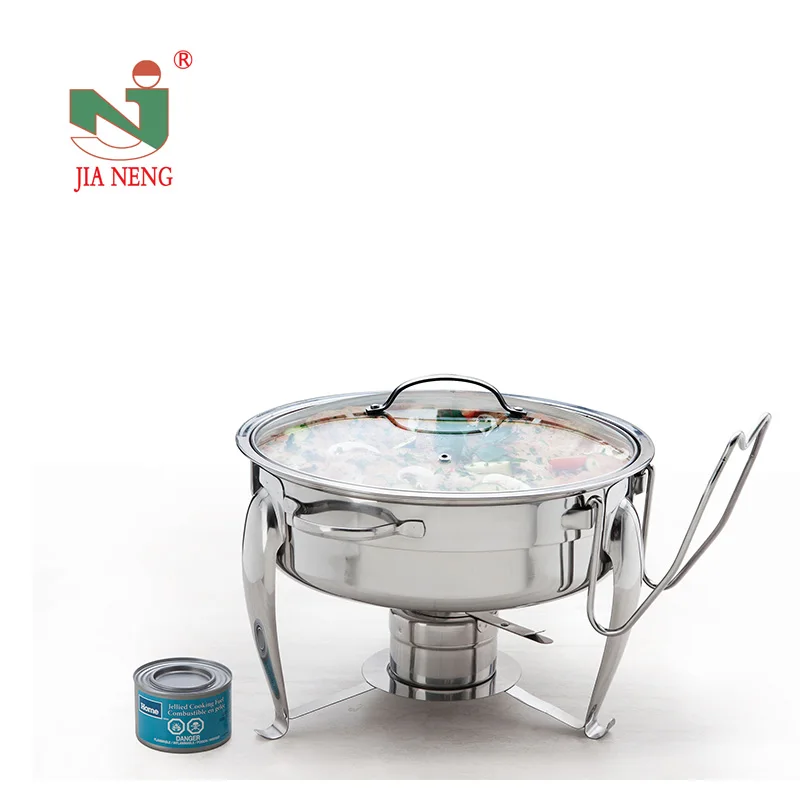 Stainless Steel Round Chafing Dish And Food Warmer With Glass Lid